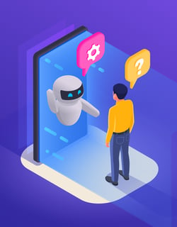 illustration of a person interacting with an AI-enabled chat bot - iTalent Digital blog