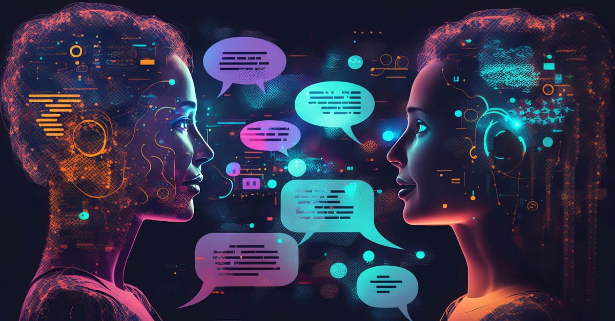 Two people interacting through AI-enabled communications - iTalent Digital blog