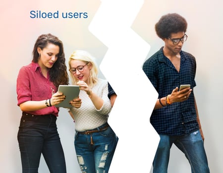 image depicting siloed digital platform users - iTalent Digital blog